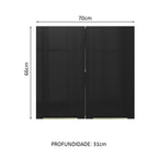 Armário Aéreo 70 cm 2 Portas Branco/Preto Lux Madesa