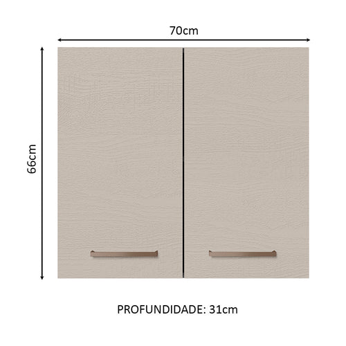 Armário Aéreo 70 cm 2 Portas Rustic/Crema Agata Madesa
