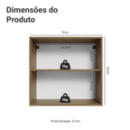 Armário Aéreo 70 cm 2 Portas Rustic/Preto Lux Madesa