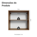 Armário Aéreo 70 cm 2 Portas Rustic/Preto Vik Madesa