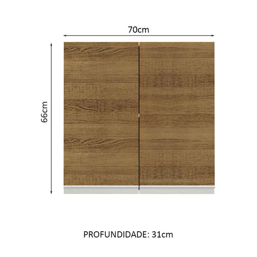 Armário Aéreo 70 cm 2 Portas Branco/Rustic Glamy Madesa