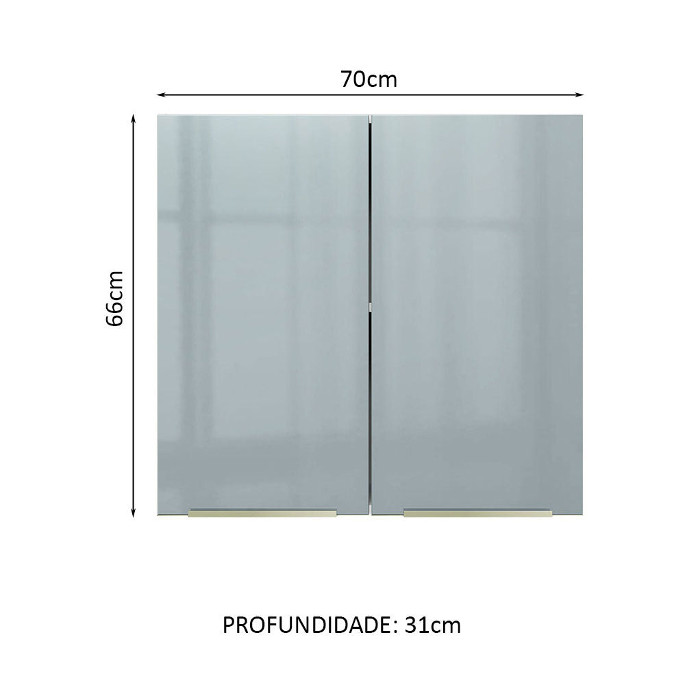 Armário Aéreo 70 cm 2 Portas Branco/Cinza Lux Madesa