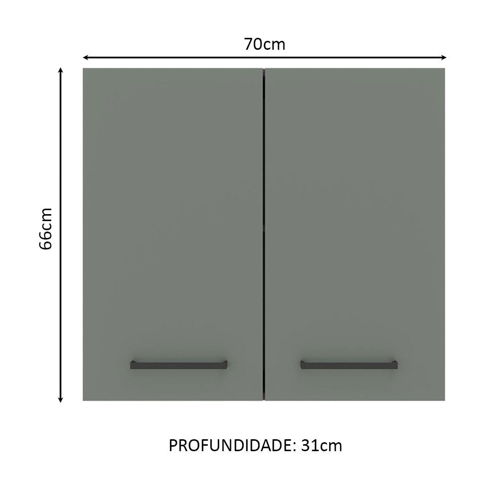 Armário Aéreo Madesa Agata 70 cm 2 Portas Branco/Cinza