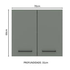 Armário Aéreo Madesa Agata 70 cm 2 Portas Branco/Cinza