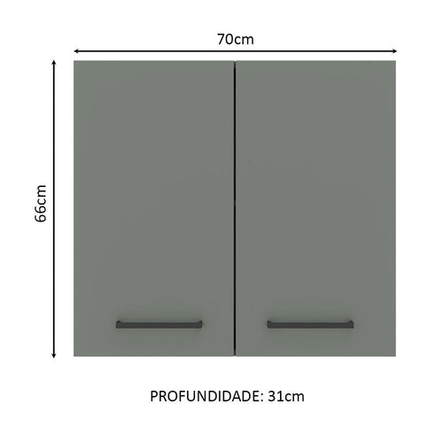Armário Aéreo Madesa Agata 70 cm 2 Portas Branco/Cinza