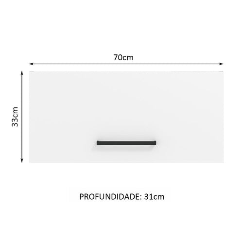 Armário Aéreo de Cozinha Madesa Agata 70 cm 1 Porta Basculante Branco
