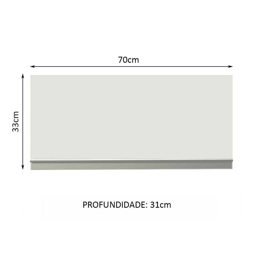 Armário Aéreo de Cozinha Madesa Glamy 70 cm 1 Porta Basculante Branco