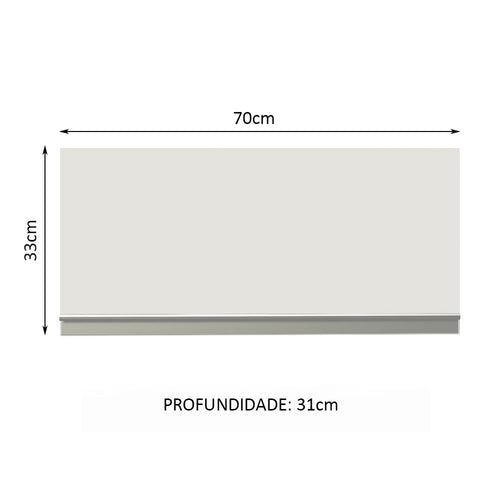 Armário Aéreo de Cozinha Madesa Glamy 70 cm 1 Porta Basculante Branco