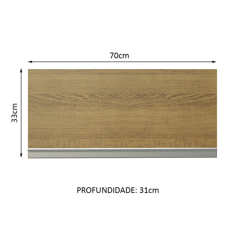 Armário Aéreo de Cozinha Madesa Glamy 70 cm 1 Porta Basculante Rustic
