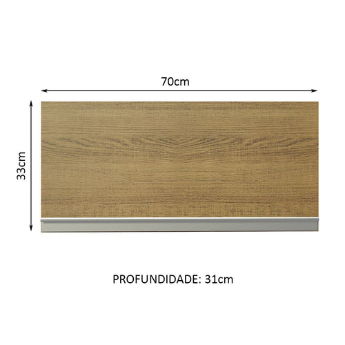 Armário Aéreo de Cozinha Madesa Glamy 70 cm 1 Porta Basculante Rustic