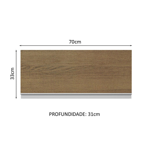 Armário Aéreo 100% MDF 70 cm 1 Porta Basculante Branco/Rustic Acordes Madesa