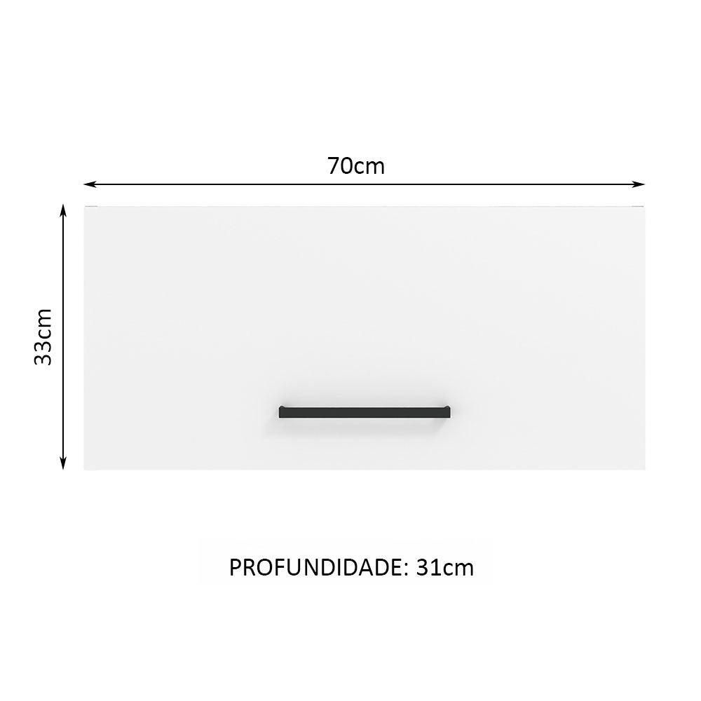 Armário Aéreo de Cozinha Madesa Agata 70 cm 1 Porta Basculante Rustic/Branco