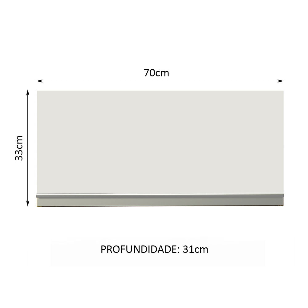 Armário Aéreo de Cozinha Madesa Glamy 70 cm 1 Porta Basculante Rustic/Branco