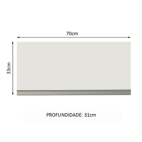 Armário Aéreo de Cozinha Madesa Glamy 70 cm 1 Porta Basculante Rustic/Branco