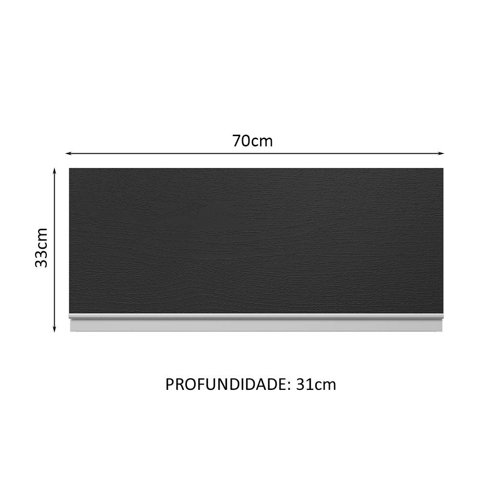 Armário Aéreo 100% MDF 70 cm 1 Porta Basculante Branco/Preto Acordes Madesa