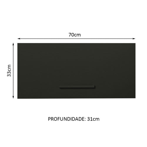 Armário Aéreo de Cozinha Madesa Agata 70 cm 1 Porta Basculante Branco/Preto