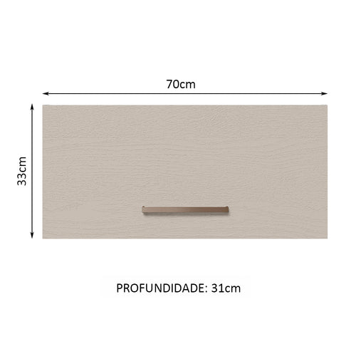 Armário Aéreo 70 cm 1 Porta Basculante Rustic/Crema Agata Madesa