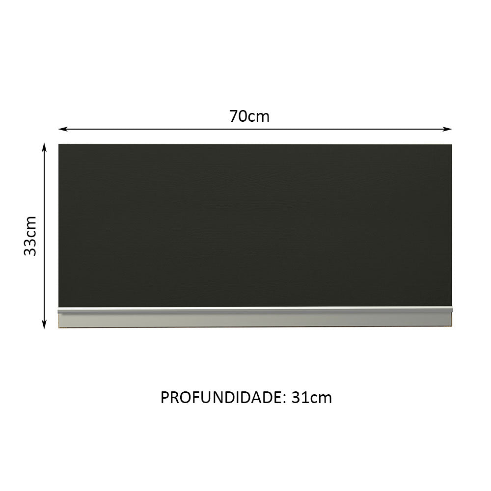 Armário Aéreo de Cozinha Madesa Glamy 70 cm 1 Porta Basculante Rustic/Preto