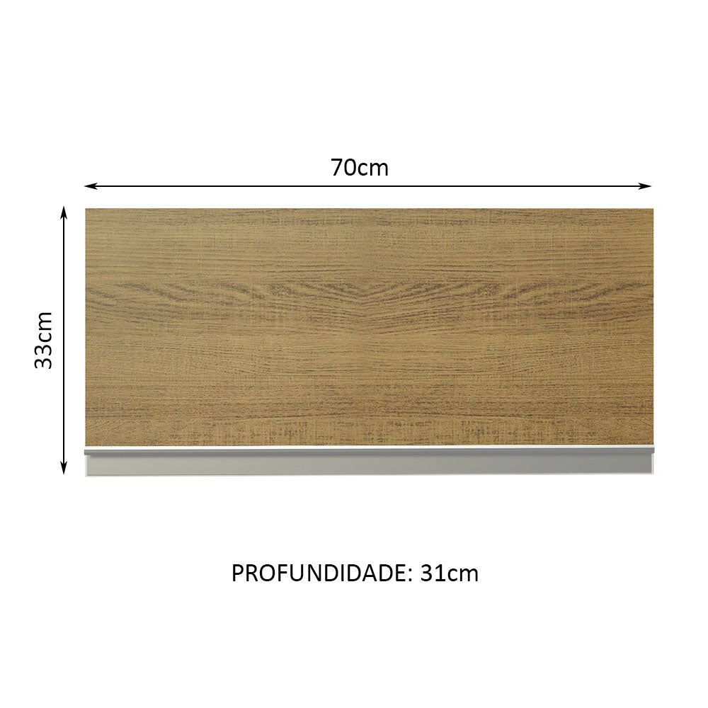 Armário Aéreo de Cozinha Madesa Glamy 70 cm 1 Porta Basculante Branco/Rustic