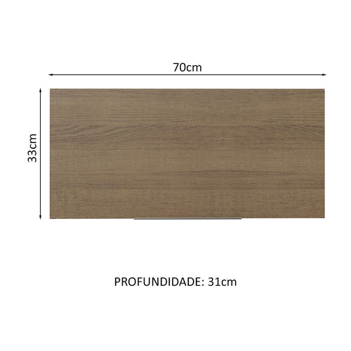 Armário Aéreo de Cozinha Madesa Stella 70 cm 1 Porta Basculante Branco/Rustic