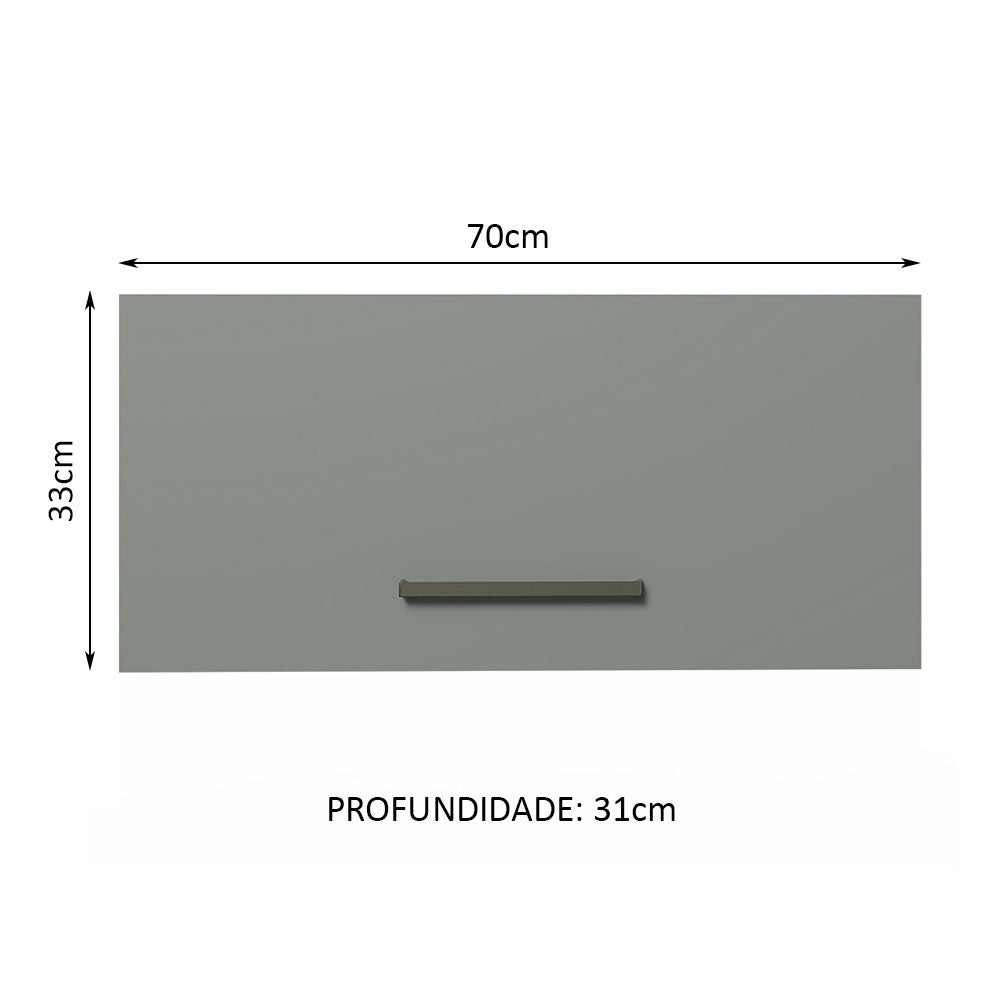 Armário Aéreo de Cozinha Madesa Agata 70 cm 1 Porta Basculante Rustic/Cinza