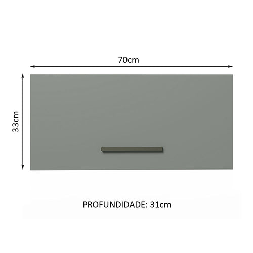 Armário Aéreo de Cozinha Madesa Agata 70 cm 1 Porta Basculante Rustic/Cinza