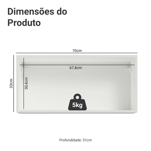Armário Aéreo Madesa Reims 70 cm 1 Porta Branco