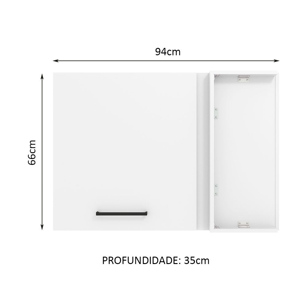 Armário Aéreo de Canto Madesa Agata 1 Porta - Branco