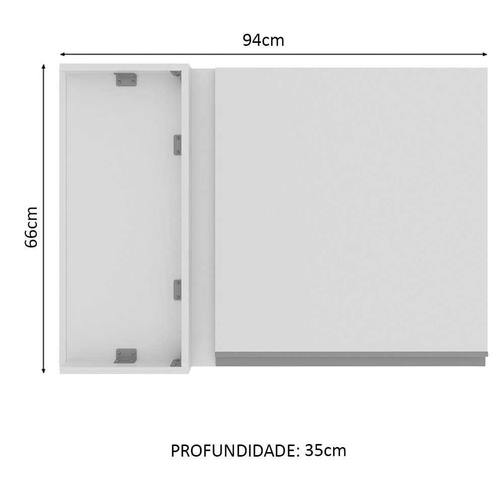 Armário Aéreo de Canto Madesa Glamy 1 Porta Branco