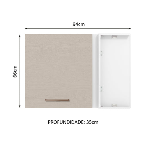 Armário Aéreo de Canto 1 Porta Branco/Crema Agata Madesa