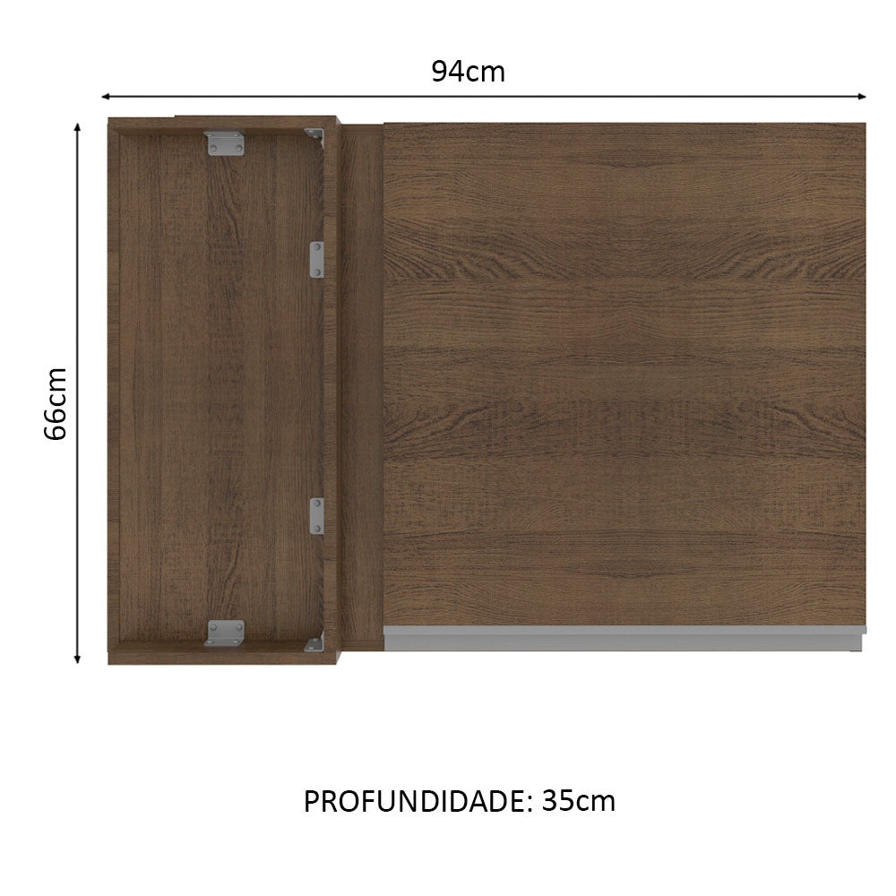 Armário Aéreo de Canto Madesa Glamy 1 Porta Rustic