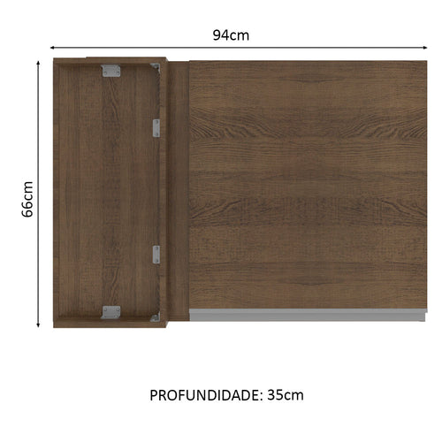 Armário Aéreo de Canto Madesa Glamy 1 Porta Rustic