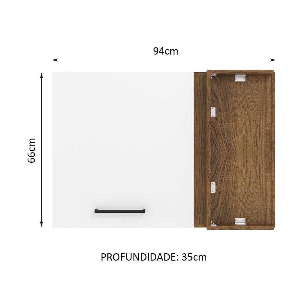 Armário Aéreo de Canto Madesa Agata 1 Porta Rustic/Branco
