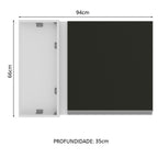 Armário Aéreo de Canto Madesa Glamy 1 Porta Branco/Preto