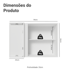 Armário Aéreo de Canto 1 Porta Branco/Preto Lux Madesa