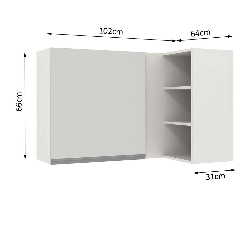 Armário Aéreo de Canto Madesa Glamy 1 Porta para linha de 60 cm de profundidade Branco