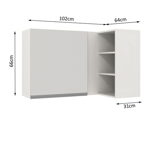 Armário Aéreo de Canto Madesa Glamy 1 Porta para linha de 60 cm de profundidade Branco