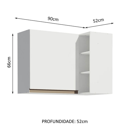 Armário Aéreo de Canto Madesa Reims 1 Porta e Adega Branco