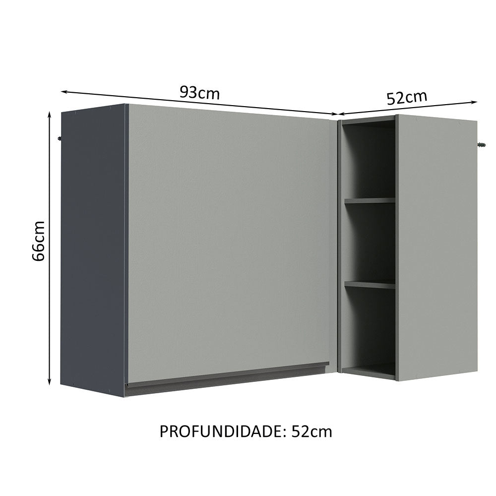 Armário Aéreo de Canto 1 Porta e Adega Cinza Nice Madesa