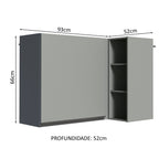 Armário Aéreo de Canto 1 Porta e Adega Cinza Nice Madesa