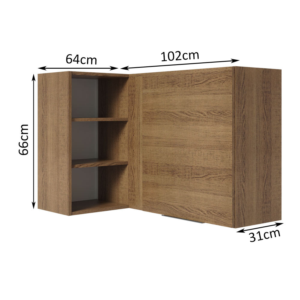 Armário Aéreo de Canto Madesa Stella 1 Porta para linha de 60 cm de profundidade Rustic