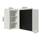 Armário Aéreo de Canto Madesa Agata 1 Porta para linha de 60 cm de profundidade Branco/Preto
