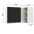 Armário Aéreo de Canto Madesa Glamy 1 Porta para linha de 60 cm de profundidade Branco/Preto