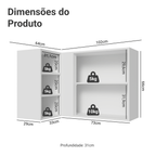 Armário Aéreo de Canto Para Linha 60 cm de Profundidade Branco/Preto Vik Madesa