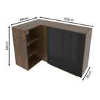 Armário Aéreo de Canto com Adega Acoplada Madesa Lux 1 Porta Rustic/Preto