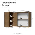 Armário Aéreo de Canto com Adega Acoplada Madesa Lux 1 Porta Rustic/Preto
