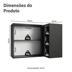 Armário Aéreo de Canto 1 Porta e Adega Preto Nice Madesa