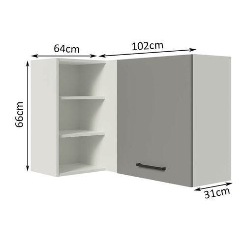 Armário Aéreo de Canto Madesa Agata 1 Porta para linha de 60 cm de profundidade Branco/Cinza