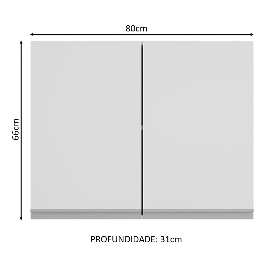 Armário Aéreo Madesa Glamy 80 cm 2 Portas Branco