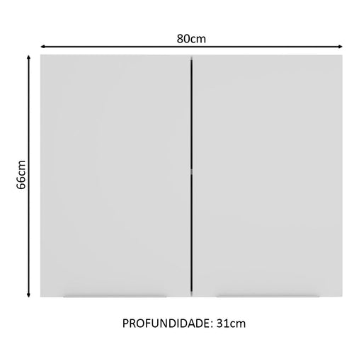 Armário Aéreo Madesa Stella 80 cm 2 Portas Branco
